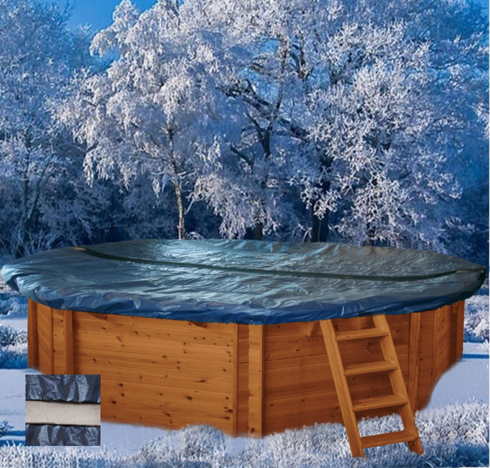 Winterabdeckung mit Netz für Holzpool Sumatra rechteckig