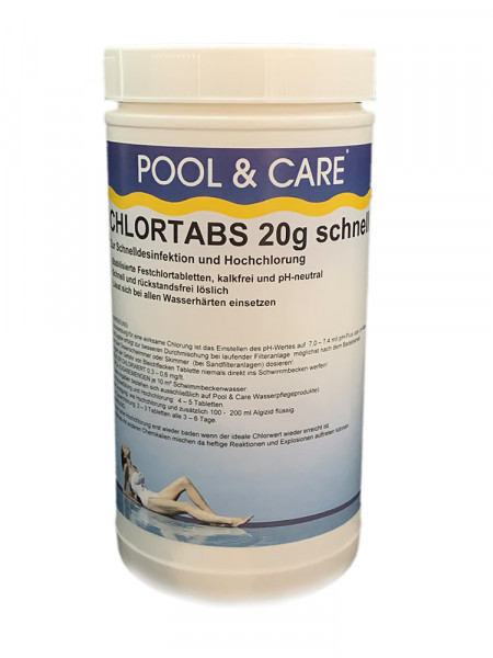 Chlortabletten 20 g, schnelllöslich, Pool & Care
