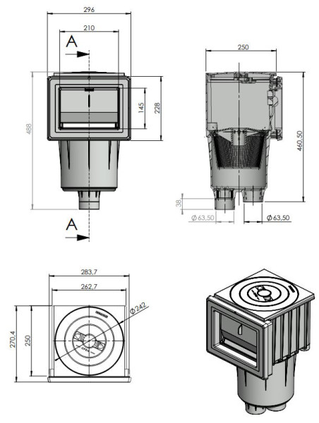 Skimmer NUEVO mit Blende, weiß